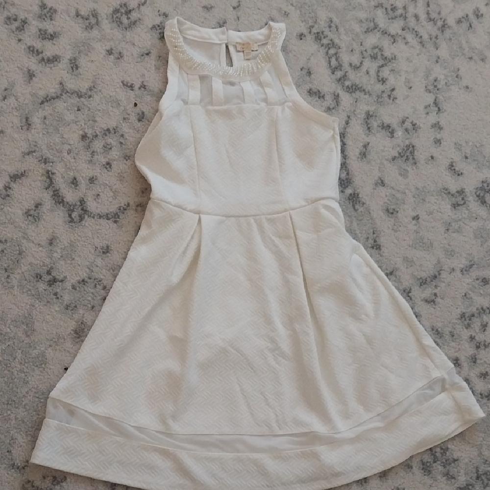 Cream Pleated Halter A-Line Dress
